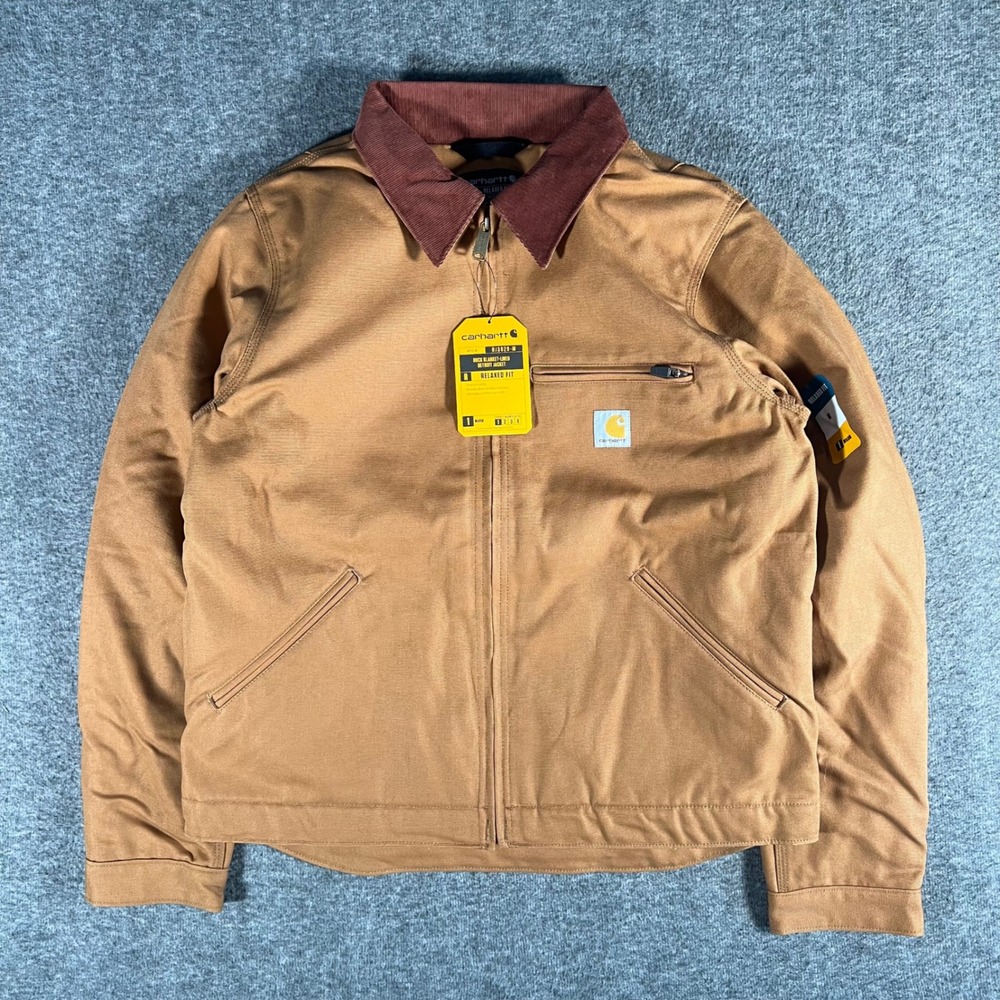 Carhartt Duck Blanket Lined Detroit Jacket Relaxed Fit Brown OJ3828-M Mens M